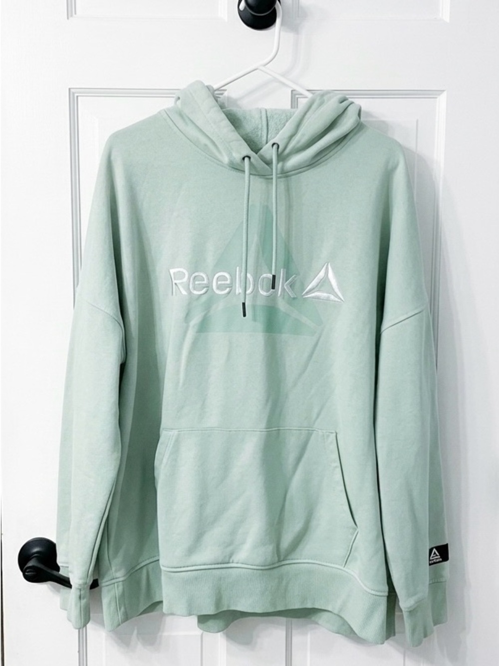 Reebok Pale Mint Green Pullover Hoodie with White Logo
